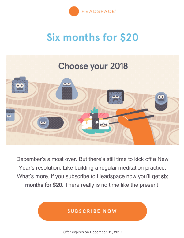 An email from a meditation company