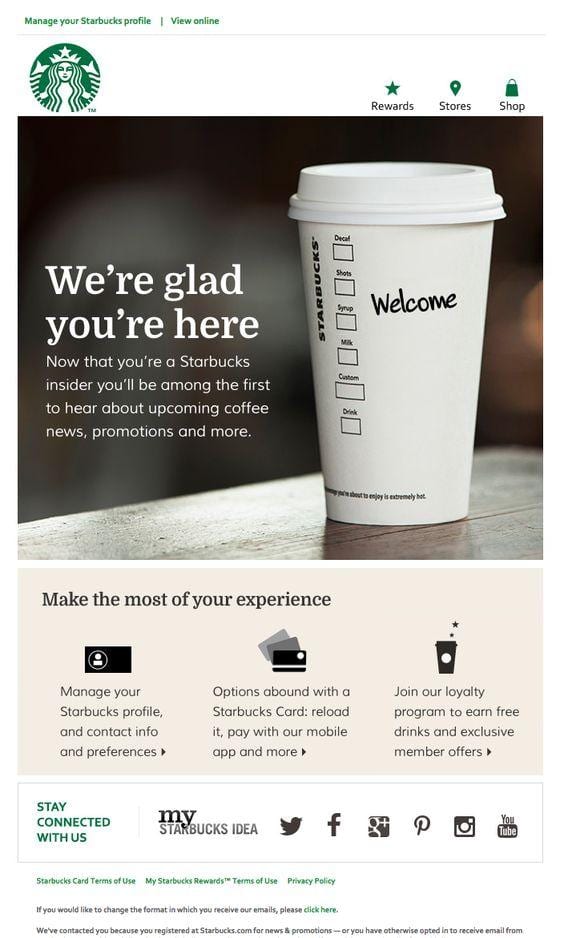 An email marketing message from Starbucks