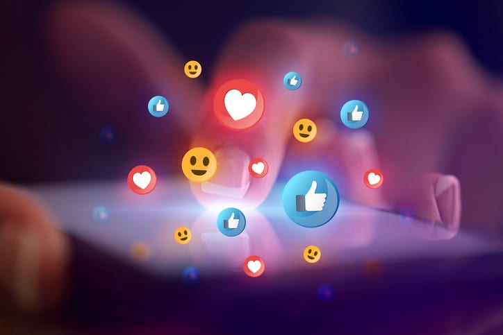 A graphic of social media symbols