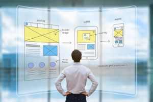 Website Wireframes being analyzed