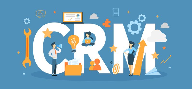 CRM concept illustration. Idea of business and technology.