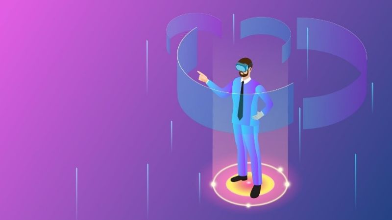 vector image of a man in a suit wearing vr goggles