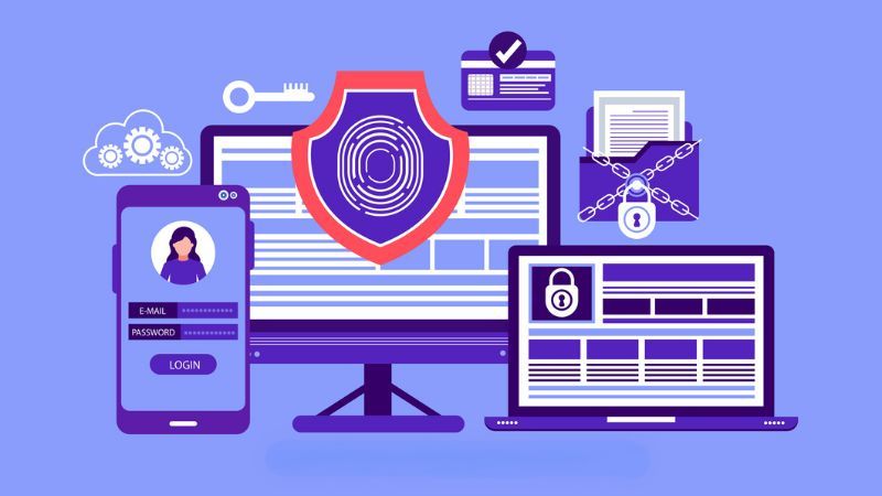 vector image of locks and security over mobile devices